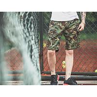 Men\'s Mid Rise Inelastic Shorts Pants, Simple Loose Camouflage