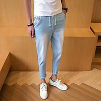 mens mid rise strenchy jeans pants simple straight solid