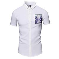 Men\'s Going out Casual/Daily Work Simple Active Summer Shirt, Solid Print Shirt Collar Short Sleeve Cotton Rayon Thin