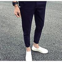 mens mid rise strenchy chinos pants simple wide leg solid