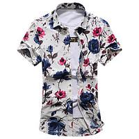 mens plus size going out vintage street chic spring summer shirt flora ...