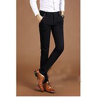 mens low rise micro elastic chinos pants simple punk gothic straight s ...