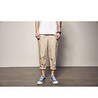 mens mid rise inelastic chinos pants simple loose patchwork solid