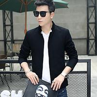 mens casualdaily simple spring fall jacket solid stand long sleeve reg ...