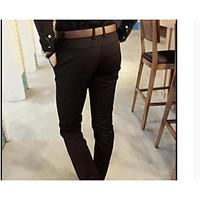 mens high rise micro elastic business pants simple slim solid