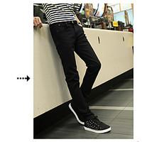 mens mid rise micro elastic jeans pants street chic straight split sol ...