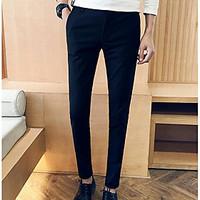 mens low rise micro elastic business pants simple street chic slim sol ...