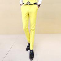 mens low rise micro elastic chinos pants simple punk gothic straight s ...