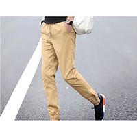 mens mid rise micro elastic chinos pants simple loose solid