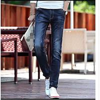 mens mid rise strenchy jeans pants simple straight solid