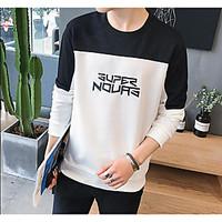 Men\'s Casual/Daily Simple Sweatshirt Color Block Round Neck Micro-elastic Polyester Spandex Long Sleeve Spring