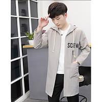 mens casualdaily simple summer trench coat solid hooded long sleeve lo ...