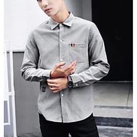 mens casualdaily simple shirt solid shirt collar long sleeve cotton th ...