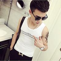 mens casualdaily simple tank top solid round neck sleeveless others