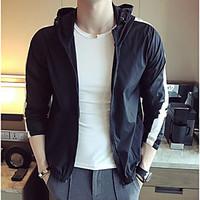 mens casualdaily simple spring jacket solid hooded long sleeve regular ...