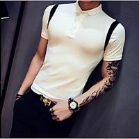 mens casualdaily simple summer t shirt color block shirt collar sleeve ...