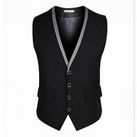 Men\'s Work Simple Fall Vest, Solid V Neck Sleeveless Regular Polyester