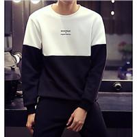 Men\'s Casual/Daily Simple Sweatshirt Color Block Round Neck Micro-elastic Cotton Long Sleeve Spring