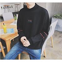 Men\'s Casual/Daily Sweatshirt Print Striped Round Neck strenchy Cotton Long Sleeve Spring