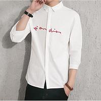 mens going out street chic shirt solid shirt collar long sleeve cotton