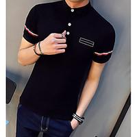 mens going out vintage t shirt solid shirt collar short sleeve others