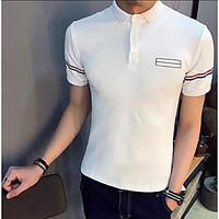 mens going out street chic t shirt solid shirt collar short sleeve cot ...