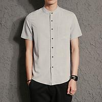 mens going out street chic shirt solid round neck short sleeve others