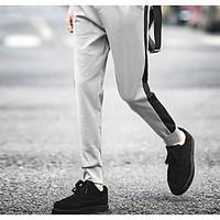 Men\'s Mid Rise Micro-elastic Chinos Sweatpants Pants, Active Simple Slim Harem Striped