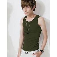 Men\'s Casual/Daily Simple Tank Top, Solid Round Neck Sleeveless Cotton Thin