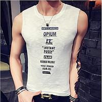 Men\'s Casual/Daily Simple Summer Tank Top, Print Round Neck Sleeveless Cotton Polyester Thin