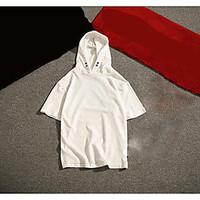 mens daily simple t shirt solid hooded short sleeve cotton