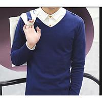 mens going out casualdaily simple regular pullover solid v neck long s ...