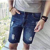 mens mid rise micro elastic straight pants simple straight ripped soli ...