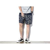 mens mid rise strenchy shorts pants simple wide leg flower