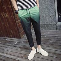 mens mid rise micro elastic chinos pants simple skinny solid