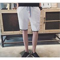 mens mid rise micro elastic chinos shorts pants simple wide leg solid