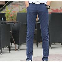 Men\'s Mid Rise Micro-elastic Skinny Jeans Pants, Simple Slim Skinny Pure Color Denim Solid