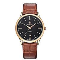 Men\'s Fashion Watch Wrist watch Quartz Calendar Water Resistant / Water Proof Leather Band Black Brown