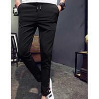 mens mid rise micro elastic culotte pants simple slim solid