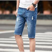 Men\'s Mid Rise Micro-elastic Shorts Pants, Simple Slim Wide Leg Solid