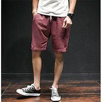 mens mid rise strenchy shorts pants simple straight solid