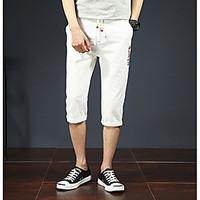 mens mid rise micro elastic chinos shorts pants simple relaxed solid