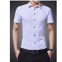 Men\'s Daily Casual Simple Summer Shirt, Solid Shirt Collar Short Sleeve Cotton Thin