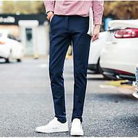 mens mid rise micro elastic business pants street chic straight slim s ...