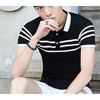 Men\'s Going out Casual/Daily Holiday Simple Summer Shirt, Color Block Square Neck Short Sleeve Cotton Thin