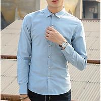 Men\'s Going out Casual/Daily Simple Shirt, Solid Shirt Collar Long Sleeve Cotton