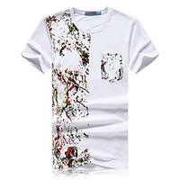 Men\'s Print Casual / Sport T-Shirt, Cotton Short Sleeve-White