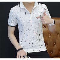 Men\'s Office/Career Vintage Polo, Pattern Shirt Collar Short Sleeve Cotton