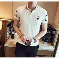 Men\'s Casual Simple Summer Polo, Solid Shirt Collar Short Sleeve Cotton