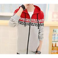 Men\'s Casual/Daily Simple Hoodie Color Block Hooded Micro-elastic Cotton Polyester Long Sleeve Spring Fall